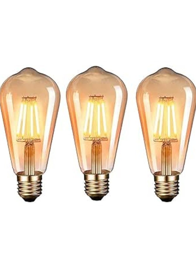 ST64 4W Edison Filament Bulb, Yellow Light (3), 4W