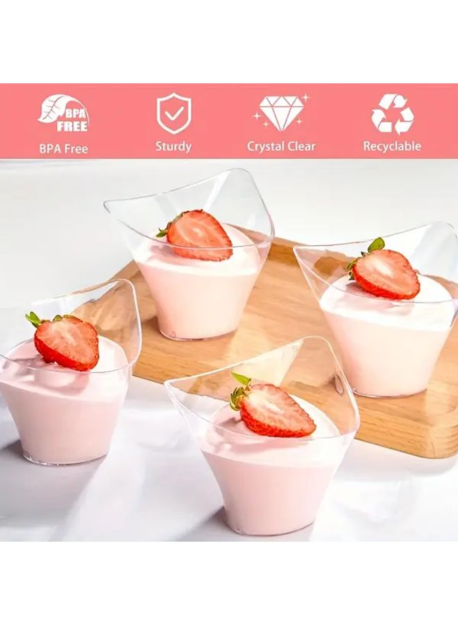 20pcs Small Whirlpool Triangular Transparent Hard Plastic Dessert Bowls With Spoons PS Material For Parties Yogurt Pudding Appetizers Desserts - Image 2