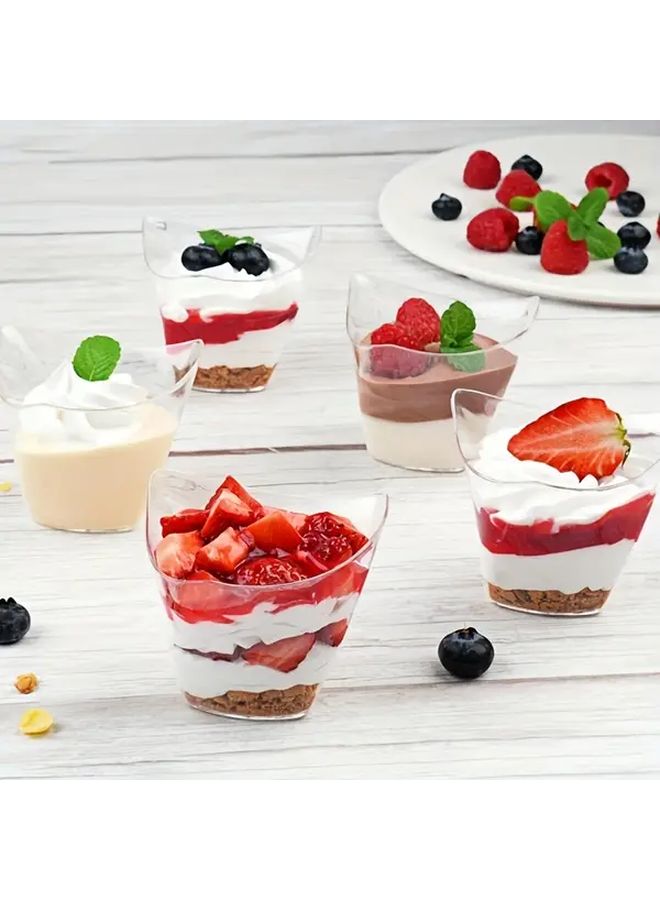 20pcs Small Whirlpool Triangular Transparent Hard Plastic Dessert Bowls With Spoons PS Material For Parties Yogurt Pudding Appetizers Desserts - Image 1