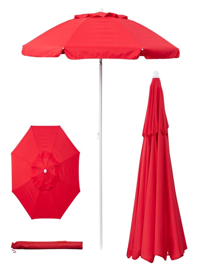 PICNIC TIME 5.5 Ft Portable Beach Umbrella, Lightweight UV Protection Sunshade with Tilt Pole & Carry Bag, Outdoor Canopy Umbrella for Beach, Sand, Pool, Patio, Camping, Travel, or Backyard Shade, (Red) - Image 1
