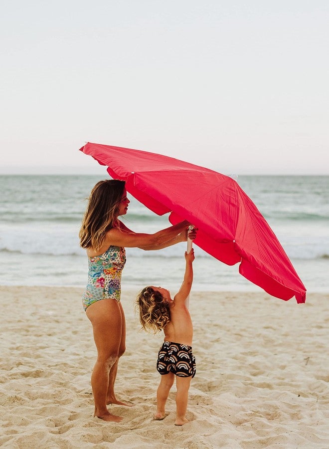 PICNIC TIME 5.5 Ft Portable Beach Umbrella, Lightweight UV Protection Sunshade with Tilt Pole & Carry Bag, Outdoor Canopy Umbrella for Beach, Sand, Pool, Patio, Camping, Travel, or Backyard Shade, (Red) - Image 5