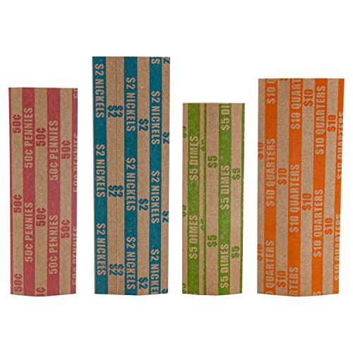 DGBDPACK 125 Assorted Flat Coin Wrappers, 25 Dimes, 25 Nickels, 25 Pennies, 50 Quarters Convenient Pack - Image 3