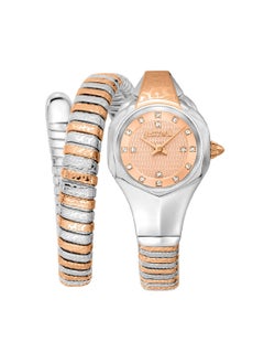 Just Cavalli ساعة نسائية من Signature Snake Quartz ثنائية اللون من الفولاذ المقاوم للصدأ JC1L270M0065  - Image 1