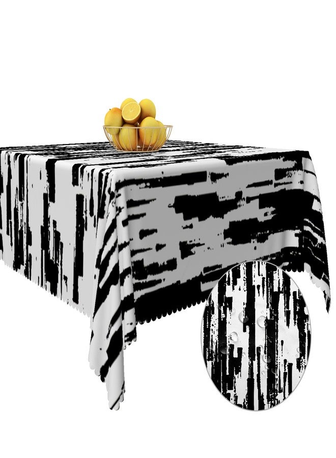 Baocicco Black and White Striped Fabric Waterproof Square Tablecloth Vintage Texture Grain Square Table Cloth Dust-Proof Square Table Cover Protector for Restaurant Picnic Camping BBQ 60x60 Inch - Image 3