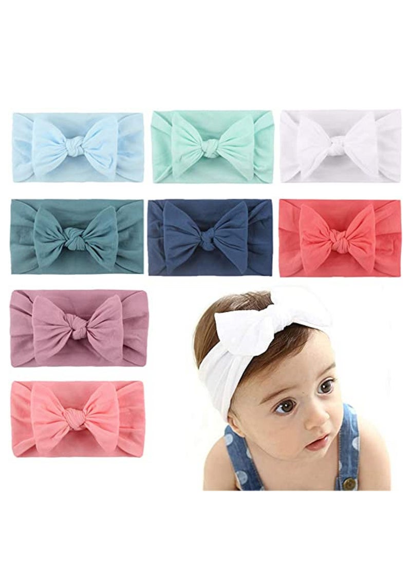 SYOSI 8-Piece Baby Girls Headband Stretchy Nylon Soft Headband with Bowknot Cute Princess Hairband Hair Accessories  - Image 1