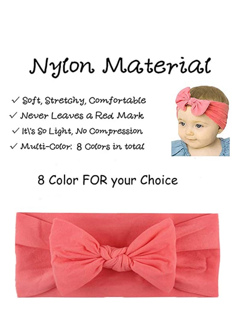 SYOSI 8-Piece Baby Girls Headband Stretchy Nylon Soft Headband with Bowknot Cute Princess Hairband Hair Accessories  - Image 3