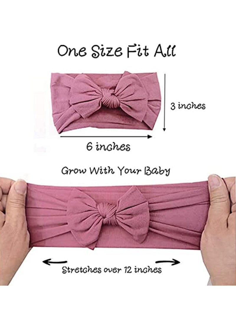 SYOSI 8-Piece Baby Girls Headband Stretchy Nylon Soft Headband with Bowknot Cute Princess Hairband Hair Accessories  - Image 2