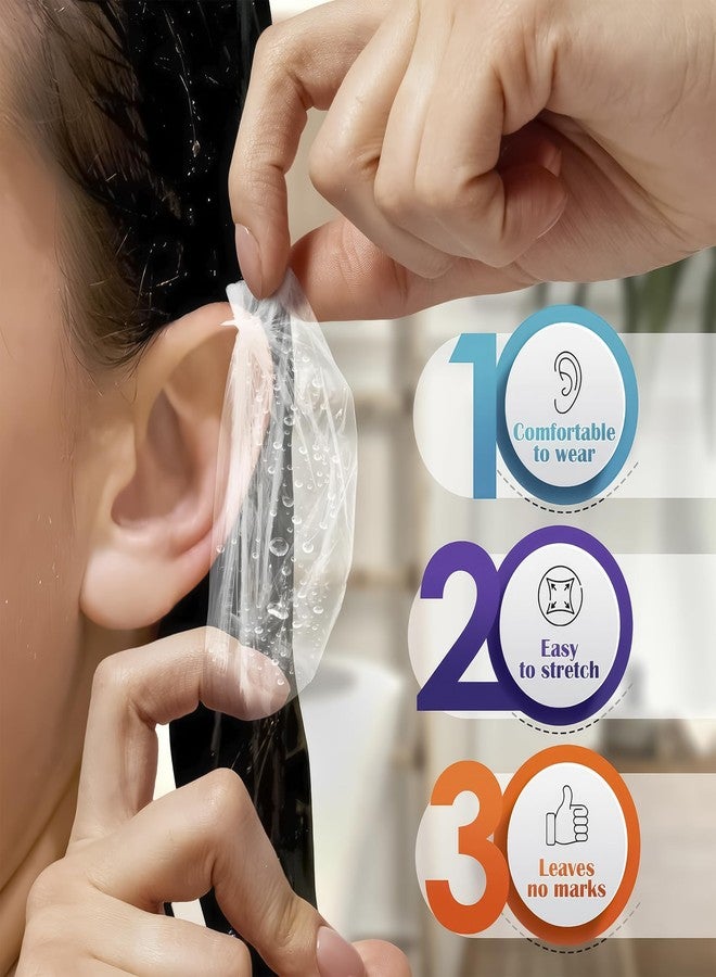 KETAR 200 Pcs Disposable Ear Covers for Shower – 1.97" x 0.7" Splash-Resistant Ear Covers for Hair Dye, Stretchable up to 4.6" – Lightweight Plastic Shower Cap for Ears for Bathing, Salon, Spa & Travel - Image 4