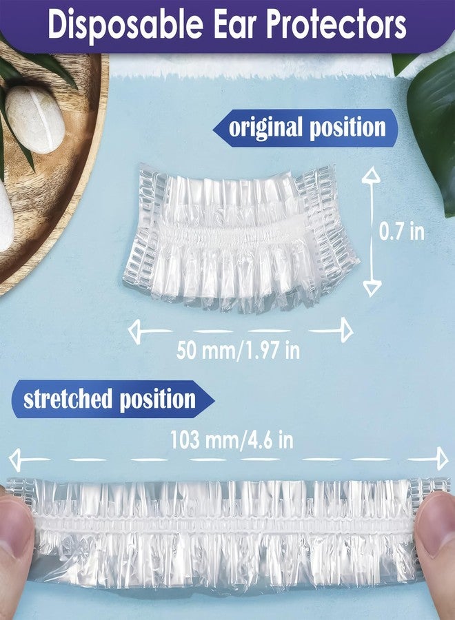 KETAR 200 Pcs Disposable Ear Covers for Shower – 1.97" x 0.7" Splash-Resistant Ear Covers for Hair Dye, Stretchable up to 4.6" – Lightweight Plastic Shower Cap for Ears for Bathing, Salon, Spa & Travel - Image 2
