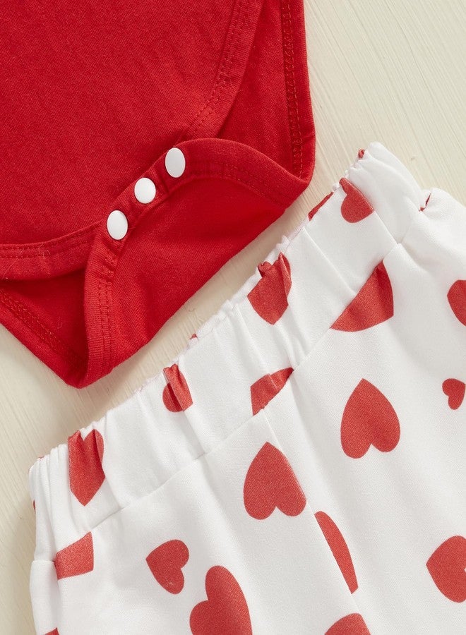 wybzd Newborn Baby Girl Valentine Day Outfit Infant Ruffle Romper Daddys Valentines Top Bell-Bottom Pants Sets Daddys Valentinie 0-3 Months - Image 4