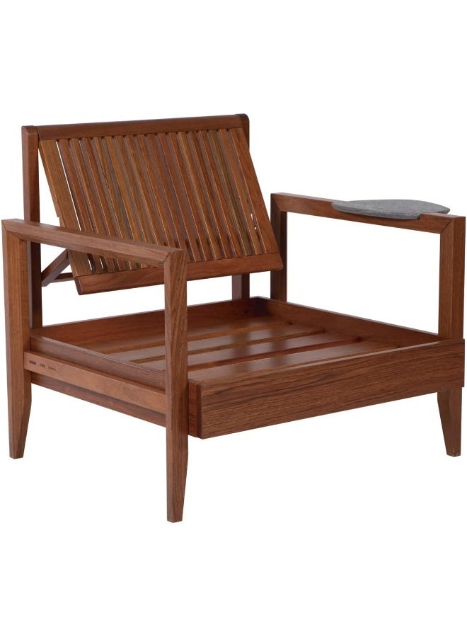 TRAMONTINA Since 1911,Made in Brazil-  Mood Armchair in FSC Certified Brazilian JatobÃ¡ Wood With High Armrests and Soapstone  - Image 1