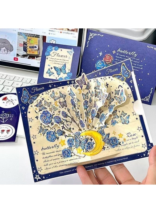 Generic Vintage 3D Floral Greeting Card with Envelope & Stickers – Elegant Pop-Up Card for Birthday, Anniversary, Thank You & Special Occasions  - Image 1