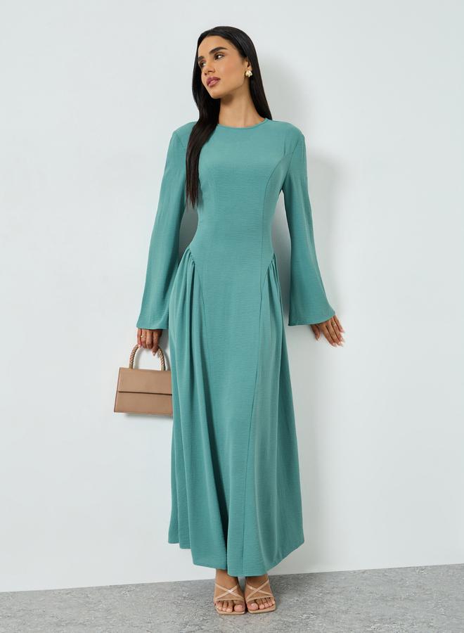 Take Two Green Solid Maxi Dress with Bell Sleeves - Image 1