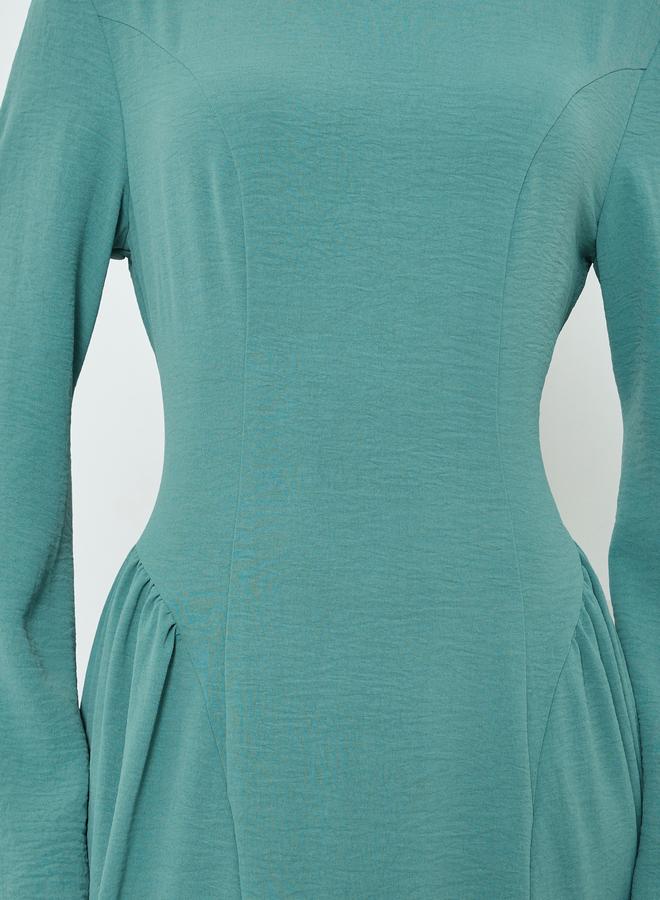 Take Two Green Solid Maxi Dress with Bell Sleeves - Image 4