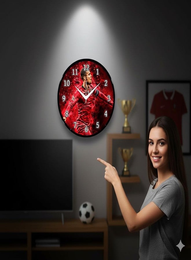 Babawill Cristiano Ronaldo Wall Clock - Football Star Theme Round Analog Clock for Bedroom, Living Room & Sports Lovers Décor (26 x 26 x 6 cm) - Image 4