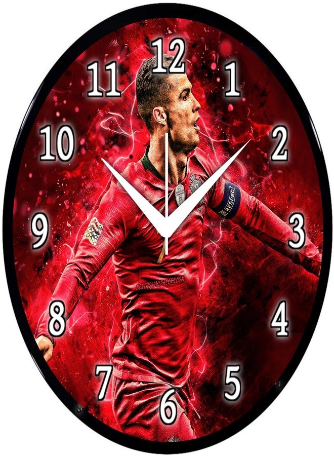 Babawill Cristiano Ronaldo Wall Clock - Football Star Theme Round Analog Clock for Bedroom, Living Room & Sports Lovers Décor (26 x 26 x 6 cm) - Image 1