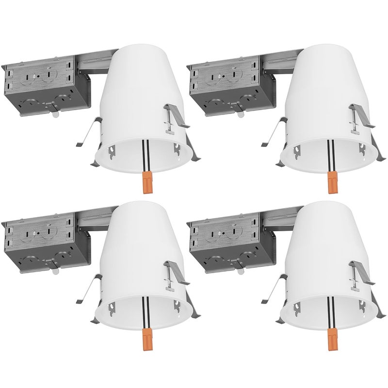 Sunco Lighting Sunco 4 Inch Recessed Lighting Housing Can, Remodel Air Tight Ceiling Cans, 120-277V,Hard Wired, TP24 Connector Included, Easy Install, IC Rated UL 4 Pack - Image 1