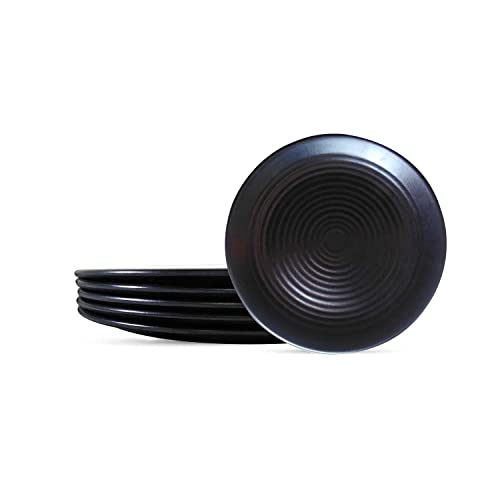 Everbuy® Spiral Black Quarter Dinner Plates Melamine Chapati Plates Set of 10 pcs (Quarter 8 Inch) - Image 1