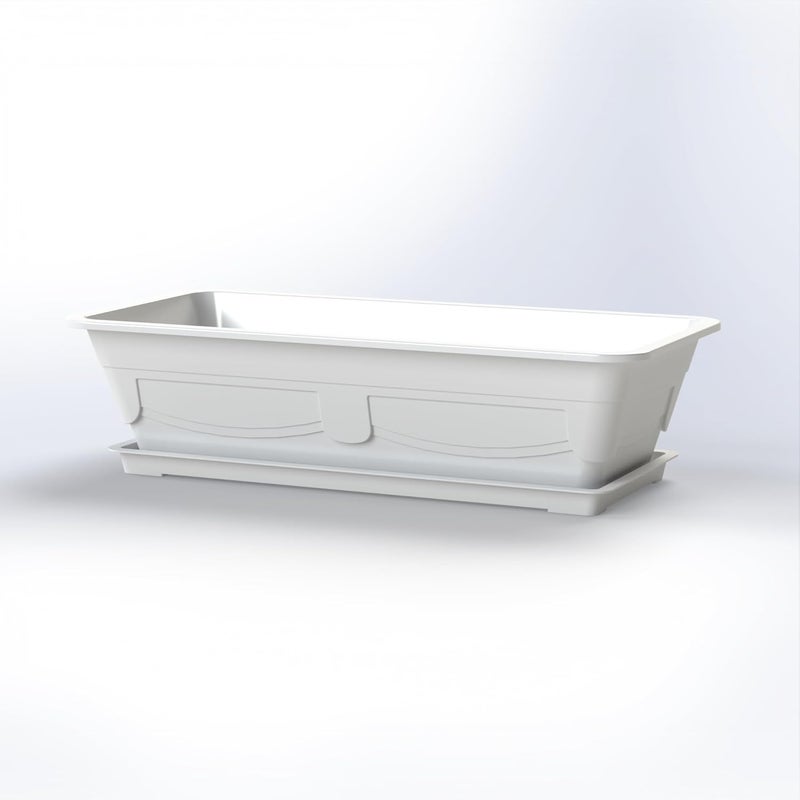 Marcolo 57CM Rectangular Plastic Flowerpot - Lightweight & Durable Flower Plant Pot (White)
