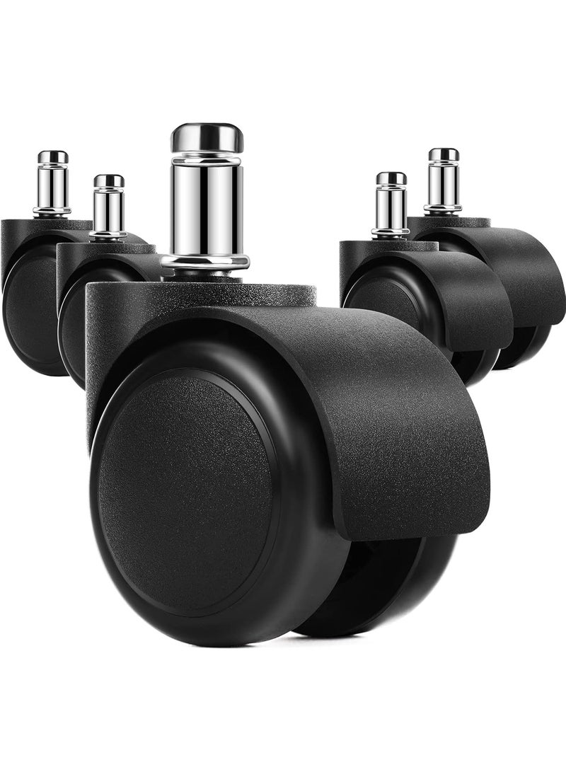 سونسر استبدال عجلات كرسي المكتب، 5 قطع عجلات كرسي مكتب مع بكرات مطاطية ناعمة، عجلات كرسي مطاطية هادئة وسلسة للأرضيات الخشبية الصلبة والسجاد (2 بوصة) - Image 1
