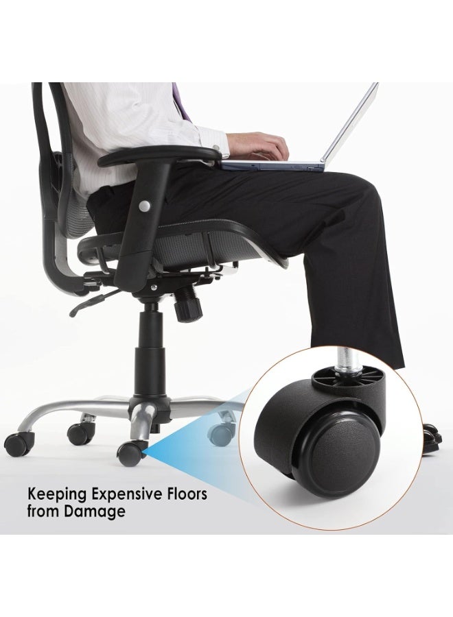 سونسر استبدال عجلات كرسي المكتب، 5 قطع عجلات كرسي مكتب مع بكرات مطاطية ناعمة، عجلات كرسي مطاطية هادئة وسلسة للأرضيات الخشبية الصلبة والسجاد (2 بوصة) - Image 4