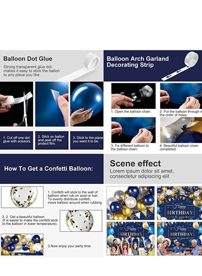 Navy Blue Birthday Balloons 50 Piece Set for Boys and Girls Party Decorations Navy and Gold Theme - Image 3