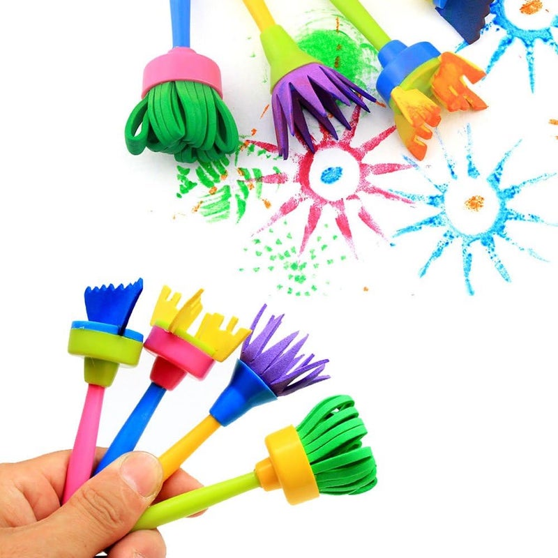 EVNEED Paint Sponges for Kids,29 pcs of Fun Paint Brushes for Toddlers.Coming with Roller,Flower Pattern Brush, Brush Set, Long Sleeve Waterproof Apron with 3 Roomy Pockets - Image 4