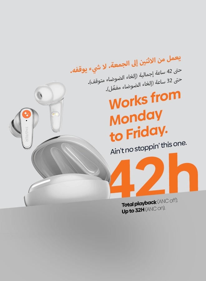 Faster Futura AI-200 Wireless AI Earbuds, Real-Time Translation, Bluetooth 6.0, 42H Playtime, 4 Mic ANC+ENC, 2 Mic TWS, AI Voice Assistant, 100+ Language Translator, 3EQ, 48ms Low Latency (Beige) - Image 3
