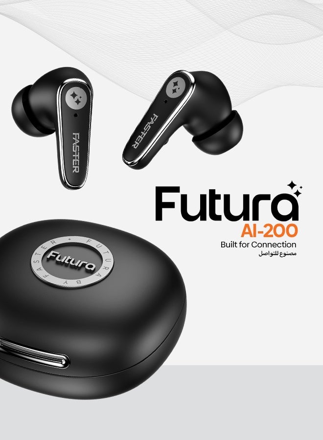 Faster Futura AI-200 Wireless AI Earbuds, Real-Time Translation, Bluetooth 6.0, 42H Playtime, 4 Mic ANC+ENC, 2 Mic TWS, AI Voice Assistant, 100+ Language Translator, 3EQ, 48ms Low Latency (Beige) - Image 2
