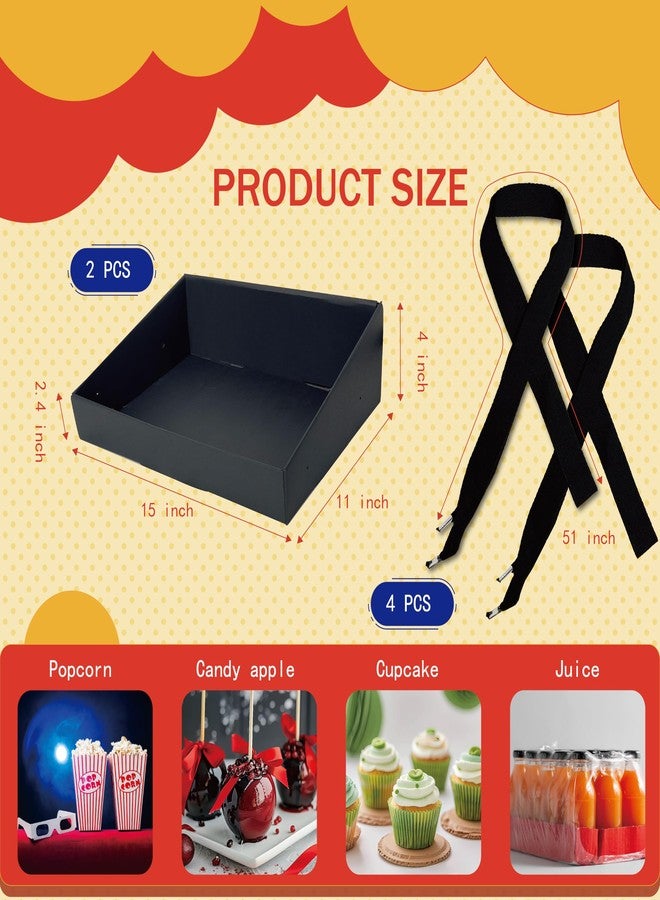 Tumahe Halloween Popcorn Snack Trays,4x15x11.2 In Concession Carrier with Strap,Stadium Snack & Vending Tray,Hawker,20's Theme Costume Accessory,Usherette Movie & Popcorn Vendor Trays with Neck Strap (2 Pcs) - Image 4