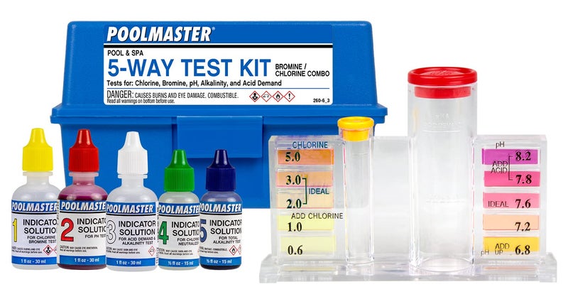 Poolmaster 22260 5-Way Swimming Pool or Spa Water Chemistry Test Kit with Case, Essential Collection - Image 1