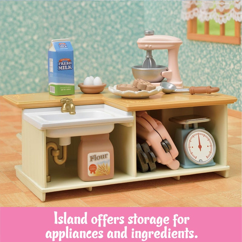 Calico Critters Kitchen Island - Toy Dollhouse Furniture and Accesories Set - Enhance Your Dollhouse with a Functional and Interactive Cooking Center - Image 4