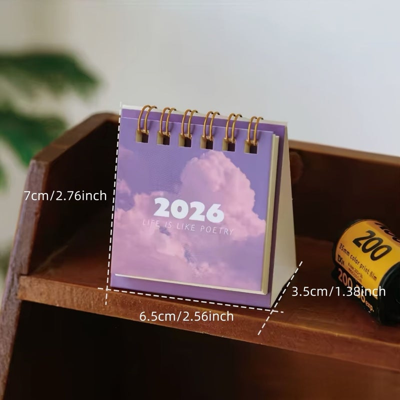 تقويم مكتبي صغير لعام 2026، منظر طبيعي أخضر، مقاس 65×70×35 ملم، من نوفمبر 2025 إلى ديسمبر 2026، تقويم مكتبي للطبيعة والمناظر الطبيعية للمكتب والمنزل - Image 2