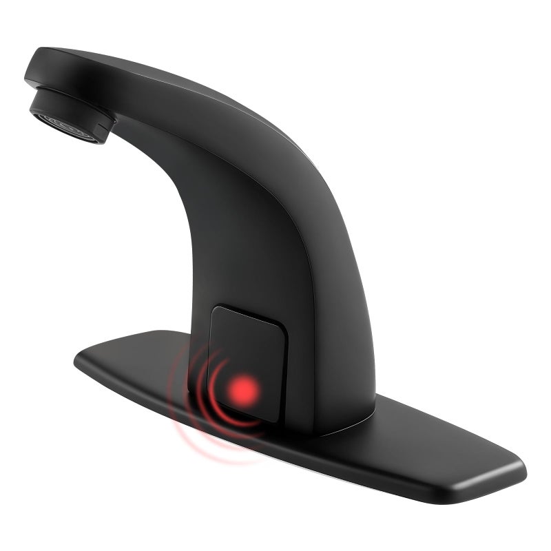 Gangang Touchless Bathroom Sink FaucetAutomatic Motion Sensor Faucets with 1 Hole Plate for Water Bath Commercial Lavatory Farmhouse Black - Image 2