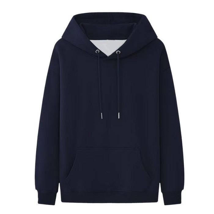370 Hooded Thin Eating Wool Cotton Composite Solid Color Sweater Loose Hooded Men'S And Women'S Base Shirt Trendy - Image 1
