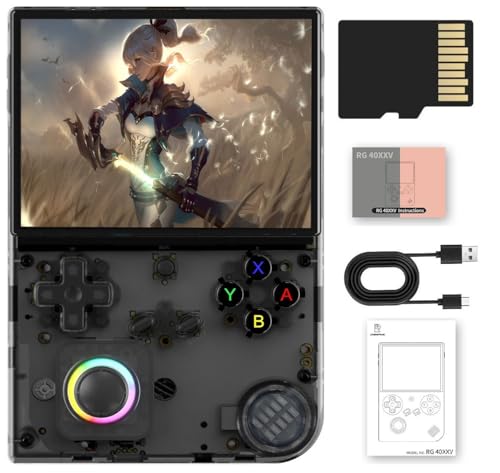 Voacle RG40XX V Retro Handheld Game Console , RG40XXV Game Console 4.0 Inch IPS Screen Linux System Built-in 64G TF Card 5017 Games Support TV Output 5G WiFi Bluetooth 4.2(Transparent Black) - Image 1