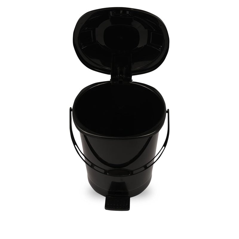 Kuber Industries Pack of 3 Pedal Dustbin 10 Liter Dustbin for Kitchen Bathroom Dustbin with Lid Wet Dry Waste Bin Garbage Bin with Handle 505 Check Dhakan Trash Can Black - Image 2