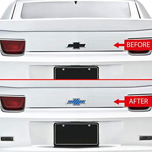 IPG Compatible with 2010-2013 Camaro LS LT RS SS Rear Emblem Overlay Decal Stickers - Emblem Stickers Set (Red Pearl with Black Outline) - Image 3
