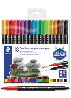 STAEDTLER 18-Piece Double-Ended Permanent Markers Fine And Ultra Fine Tips Multicolour  - Image 1
