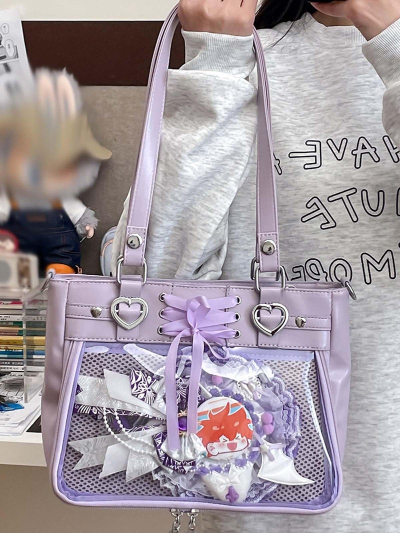 KeAiDMon Versatile Large Capacity Women's Shoulder Bag Anime Silk Ribbon Pin Display Bag - Image 2