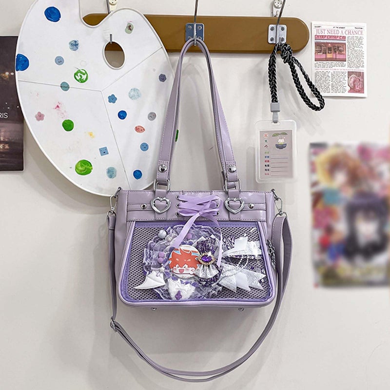 KeAiDMon Versatile Large Capacity Women's Shoulder Bag Anime Silk Ribbon Pin Display Bag - Image 3