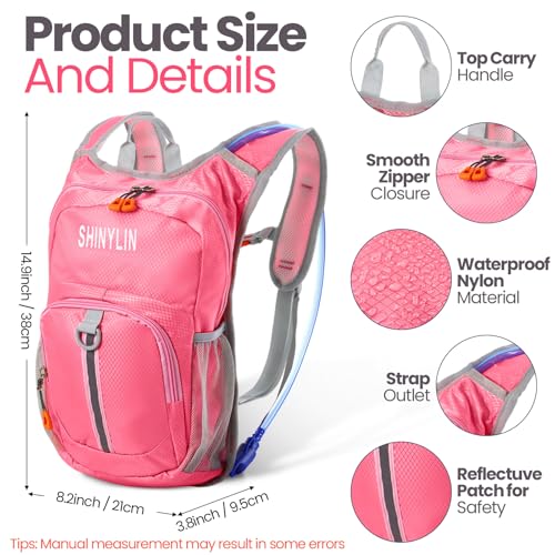 Shinylin 2 Pcs Kids Hydration Backpack with 1.5l Water Bladder Lightweight Kids Hiking Backpack Water Rucksack for Boys Girls Climbing Running(Blue, Purple) - Image 2