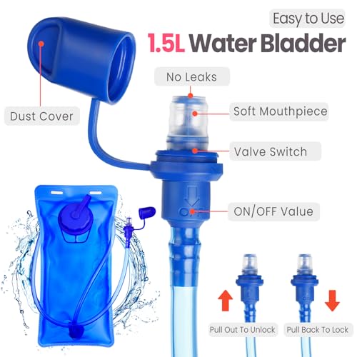 Shinylin 2 Pcs Kids Hydration Backpack with 1.5l Water Bladder Lightweight Kids Hiking Backpack Water Rucksack for Boys Girls Climbing Running(Blue, Purple) - Image 5