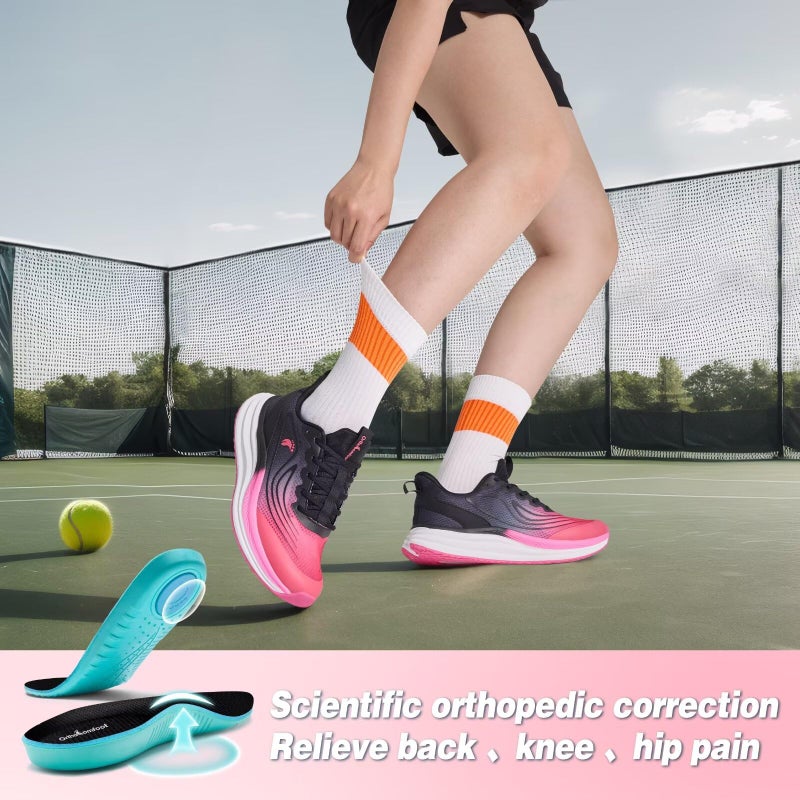 OrthoComfoot Women's Orthopedic Slip On Trail Sneakers: Comfort Orthotic Arch Support Pain Relief Plantar Fasciitis Heel Spur Walking Shoes, Fit House Travel Working Dress Road Running Shoes Rose Size 8.5 - Image 3