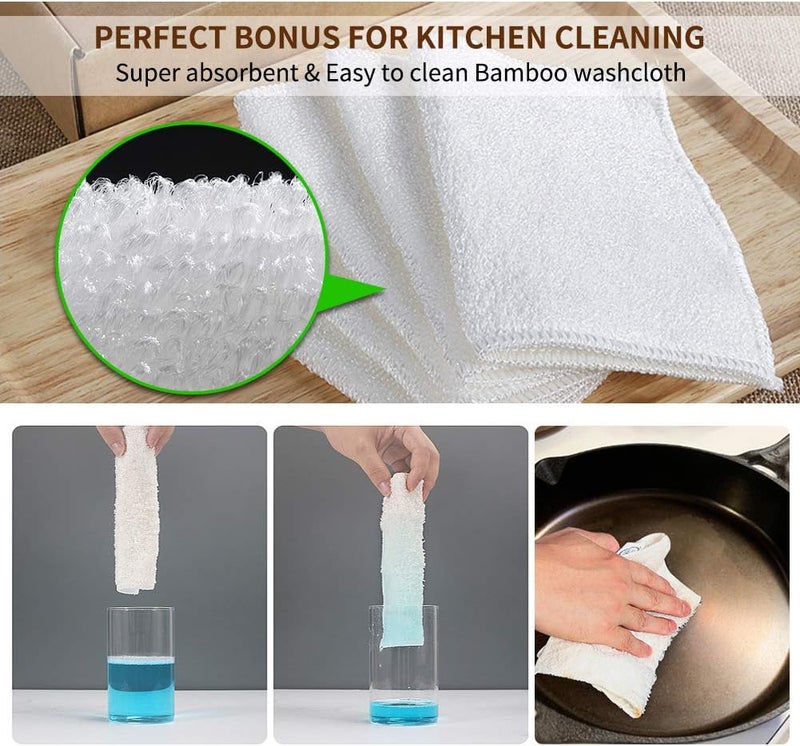 Herda 316L Cast Iron Scrubber Cleaner - Large Chain Mail Scrubber with Silicone Insert and Cleaning Cloth - Image 4