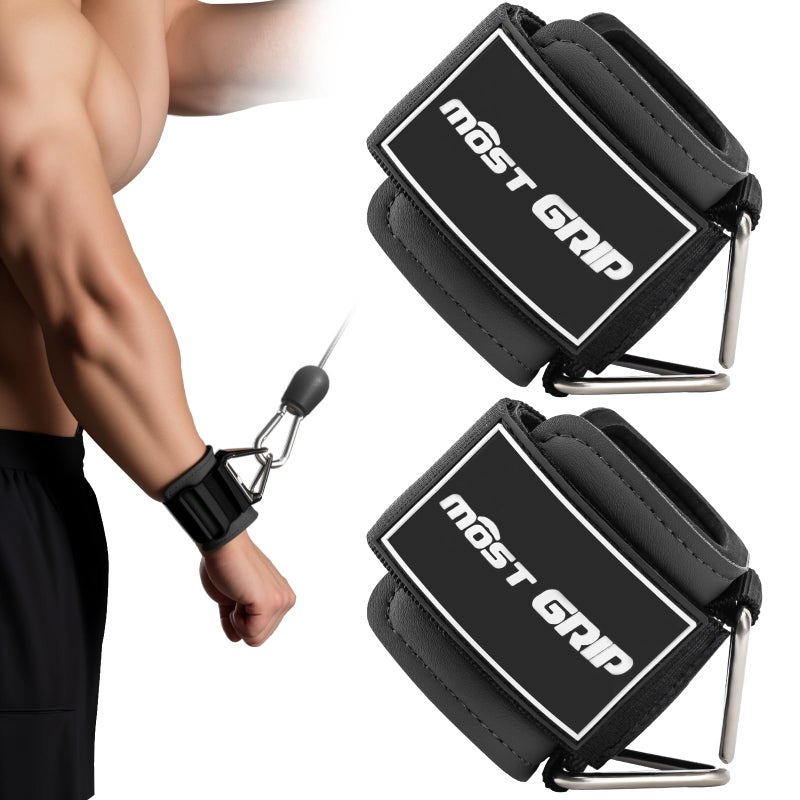 MOST GRIP Wrist Cuffs with D-Ring, Wrist Wraps for Weightlifting with Neoprene Padding, Wrist Straps for Cable Machines - Image 1