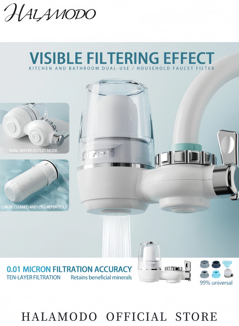 HALAMODO Kitchen Hi-Tech Activated Carbon Faucet Water Filter White/Silver 14 x 11centimeter - Image 2