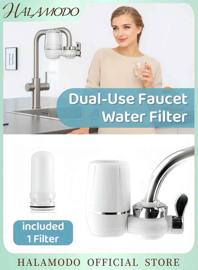 HALAMODO Kitchen Hi-Tech Activated Carbon Faucet Water Filter White/Silver 14 x 11centimeter - Image 1