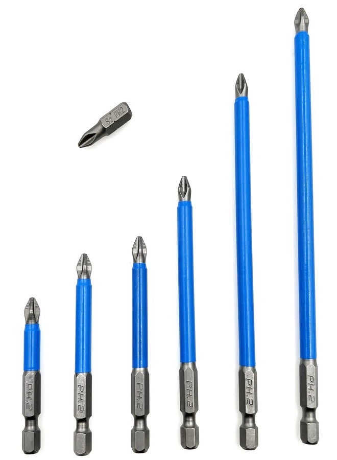 أكس أم أتش أف مجموعة رؤوس مفكات براغي فيليبس مغناطيسية مانعة للانزلاق من XMHF، 7 قطع PH2، لأداة مفك الصدمات الكهربائية، ساق سداسية 1/4، 25 مم - 150 مم - Image 1