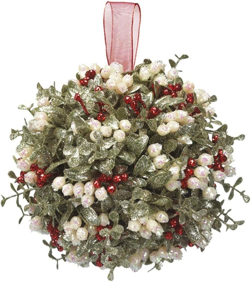 GANZ Ganz Door Dcor Holly Mistletoe Kissing Ball  10 Inch 
